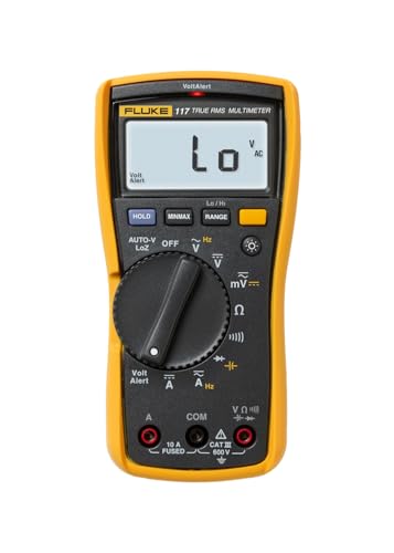 Fluke 117 Digital Multimeter, Non-Contact AC Voltage Detection, Measures Resistance/Continuity/Frequency/Capacitance/Min Max Average, Automatic AC/DC Selection, Low Impedance Mode | Non-Contact AC Voltage Detection, Measures Resistance/Continuity/Frequenc