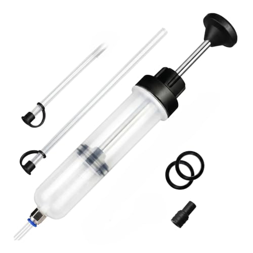 1 Pack 200cc Manual Oil Extractor Pump, Fluid Extractor, Large Syringe, Fluid Transfer Pump with 2pcs 22cm PVC Suction Tubes, Universal for Car Oil Change