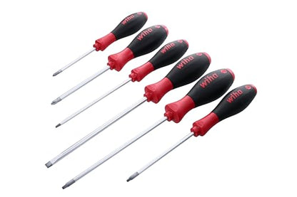 Wiha 30291 SoftFinish Grip ScrewDriver Set, Slotted 4.5-6.5mm, Phillips Number 1-2 and Square Number 1-2, 6-Piece Set - style: 6 Pieces