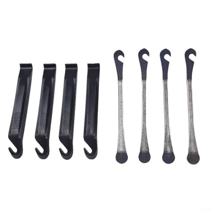 FABULETTA Bike Tire Levers Set, 8-Pack Heavy dutys Steel and ABS Pry Tools for Road Mountain E-Bike, 150mm Strong Removal Spoons for Easy Tire Change, Black Silver