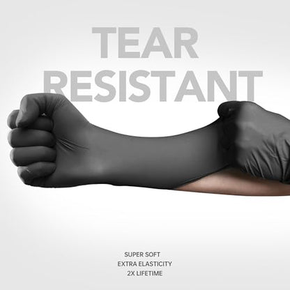 Medguy Nitrile Disposable Gloves, 4 Mil Black Powder-Free Latex-Free Food-Safe Glove for Medical Exam Tattoo Food Prep 100 Ct - color: Small (Black)