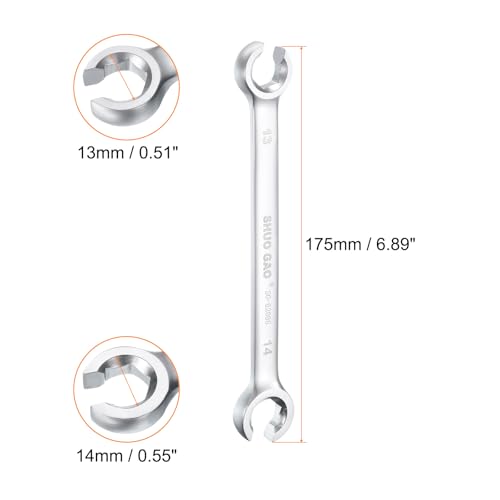 HARFINGTON Flare Nut Wrench 13mm x 14mm CR-V Nickel Plating Wrench for DIY Automotive Repairs and Household Maintenance - size: 13mm x 14mm