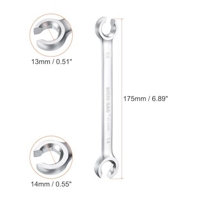 HARFINGTON Flare Nut Wrench 13mm x 14mm CR-V Nickel Plating Wrench for DIY Automotive Repairs and Household Maintenance - size: 13mm x 14mm