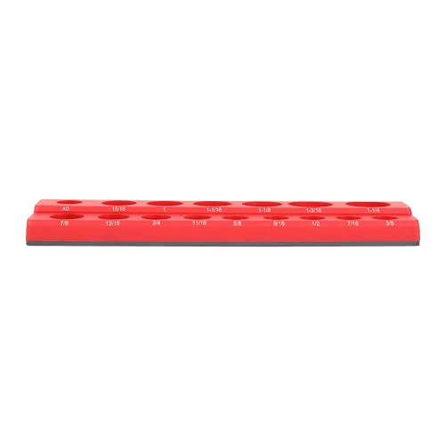 HFS(R) 3/8-inch Magnetic Socket Organizer Set Magnetic Socket Organizer Tray SAE Standard 3/8" Socket Holder Magnetic Tool Organizer 26 Slot Red Hold