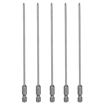 HARFINGTON 5pcs #0 Phillips Screwdriver Bit PH0 1/4" Hex Shank 6" (150mm) Long Magnetic S2 Steel Industrial Grade Screw Driver Bit Cross Head Electric Drill Bits 0.098" (2.5mm) Rod - size: PH0 x 150mm x 2.5mm