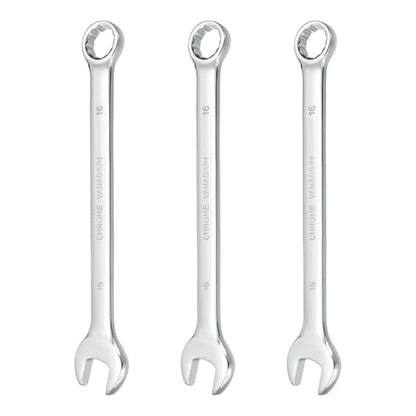 HARFINGTON 3Pcs Combination Wrench 16mm Metric 12-Point Box and Open End CR-V Steel Double Ended Spanner Tool for Automotive Pipe Furniture Machinery DIY Repair, Silver White - size: 16mm