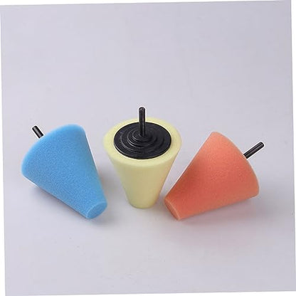 Alipis Car Burnishing Sponge Pad Cone-Shaped Polishing Wheel for Automotive Detailing Buffing Tool for Wheel Hub Reach Areas Compatible with Power Drill Light Blue