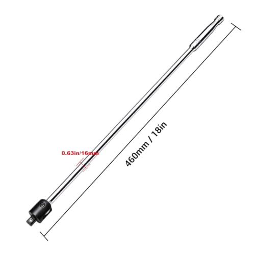 18 Inch Breaker Bar 1/2 Drive, 240 Swivel Head | Chrome Vanadium Steel for Stuck Lug Nuts, Long Reach Wrench for Tire Changes Mechanical Repair
