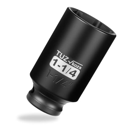 1/2 Inch Drive 1-1/4 Inch Deep SAE 6 Point CR-MO Impact Socket | Radius Corner Design,Square Chamfered Opening,Axle Nut Impact Grade Socket for Easy Removal - size: 1/2” Drive 1-1/4 Deep, style: 1/2" Drive Deep Socket