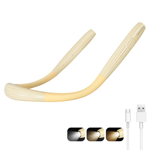 Upgraded Book Light, Neck Reading Lamp,USB Rechargeable, 3 Colors & 3 Brightness Adjustable, Auto-Off Timer, Neck Light for Reading in Bed, Long Lasting, Perfect for Repairing, Knitting. - color: Cheese yellow