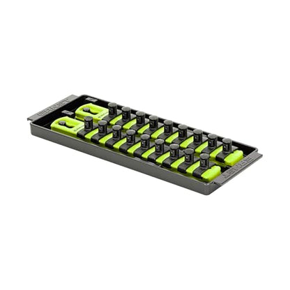 Ernst Manufacturing 8-Inch Socket Boss, 2-Rail Socket Tray, HI-VIZ 3/8" Drive Twist-Lock Organizer, Made in the USA - color: Hi-viz, size: 2-Rail, style: 3/8" Drive