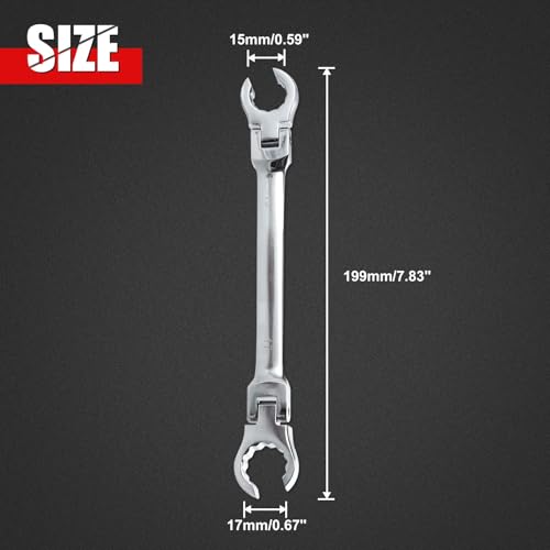 Flex Head Flare Nut Wrench 15 * 17mm Metric Double Flexible Flare Nut Line Wrench Flex Tools 40Cr for Automotive Repairs Plumbing Repairs - style: 15*17mm