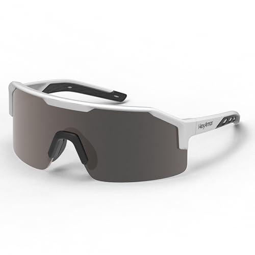 HexArmor Shockwave Safety Work Glasses | ANSI Z87+, 100% UV Protection, Anti-Fog or Scratch Resistant, Polarized - color: Black and White Frame