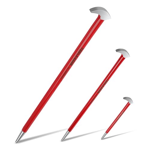 TOOLEAGUE 3Pcs Rolling Head Pry Bar Set,6",12",16" Heavy Duty Pry Bars | Hand Tool for Garages,Machinery Aligning & Prying, Red - size: 6",12",16"