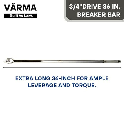 3/4” Drive 36-inch Breaker Bar with 180° Flex Head | High Alloy Steel Heavy-Duty Long Handle Torque Bar for Truck, Industrial, and Construction Applications - size: 3/4" Drive x 36"