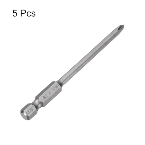 HARFINGTON 5pcs #1 Phillips Screwdriver Bit PH1 1/4" Hex Shank 3.15" (80mm) Long Magnetic S2 Steel Industrial Grade Screw Driver Bit Cross Head Electric Drill Bits 0.157" (4mm) Rod - size: PH1 x 80mm x 4mm