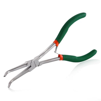 SPEEDWOX Mini Long Nose Pliers with Serrated Jaw - Long Reach Needle Nose Pliers for Jewelry Making, Bending Wire & Small Object Gripping - style: Bent Long Nose Pliers Serrated Jaws