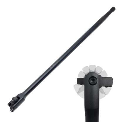 24in Dual Drive Breaker Bar 3/8 1/2 Swivel Head Cr-V Black Powder Coat | Spring detent ball, high torque heavy duty structure, great for loosening rusted nuts for auto and machinery repair - size: 24” Dual Drive