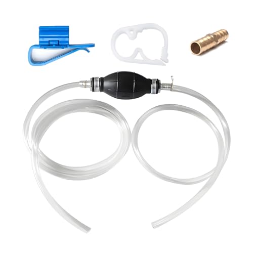 BESULEN Car Gas Siphon Pump, Hand Gasoline Transfer Pump, Manual High Flow Siphon Pump for Water Fuel Petrol Diesel with 2 Durable PVC Siphon Hose, Suitable for Truck, Motorcycle, Auto