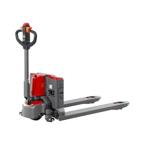 Tory Carrier Full Electric Power Pallet Jack Truck 4400lb Cap. 48" x 27" Fork Size, Lithium Battery Motorized Trucks Lift for Material Handling - color: Red-4400lbs
