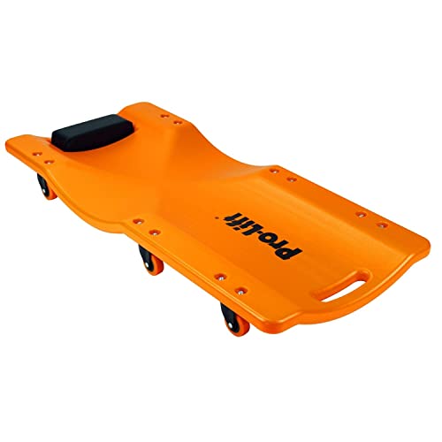 Pro-Lift Mechanic Plastic Creeper 36 Inch - Blow Molded Ergonomic HDPE Body with Padded Headrest - 300 Lbs Capacity Orange - color: Orange