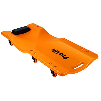 Pro-Lift Mechanic Plastic Creeper 36 Inch - Blow Molded Ergonomic HDPE Body with Padded Headrest - 300 Lbs Capacity Orange - color: Orange
