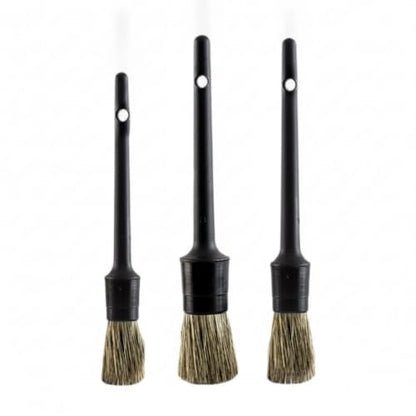 3-Piece Car Detailing Brush Set, Durable PP Plastic Tools for Interior Vents, Dashboards, and Exterior Wheels - color: Black