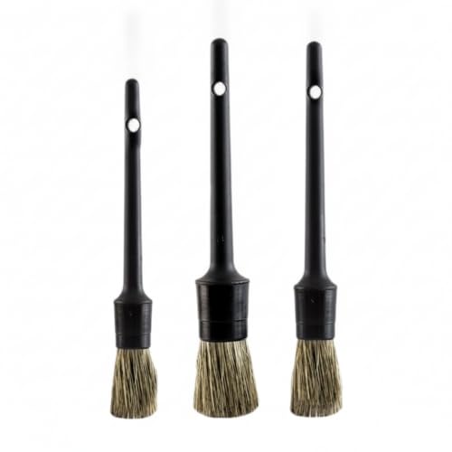 3-Piece Car Detailing Brush Set, Durable PP Plastic Tools for Interior Vents, Dashboards, and Exterior Wheels - color: Black