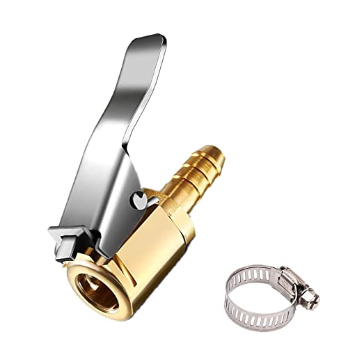 Tire Air Chuck Adapter with Clip,1/4" Brass American Type Thread Pump Nozzle，Locking Tire Inflator Adapter Connect, Air Compressor Tire Chuck Hose End with Barb Connector for Hose Repair 1PC - color: C-1Pc 6mm Thread