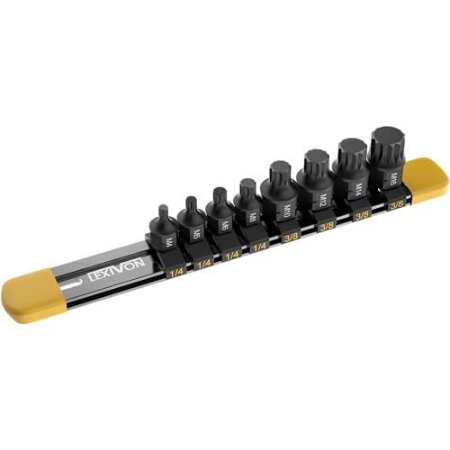 LEXIVON Triple Square Bit Socket Set - 8-Piece (M4-M16), Dual Drive, Super Short 12-Point XZN, Premium S2 Steel, Aluminum Storage Rail (LX-145S) - size: Short XZN