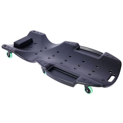 48 Inches Mechanic Creeper, Blow Molded Ergonomic HDPE Body with Padded Headrest, 6 Swivel Casters and Dual Tool Trays, 440 lb Capacity, Low Profile Automotive Car Creeper for Repair & Maintena - color: Black