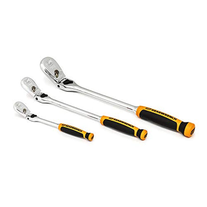 GEARWRENCH 3 Pc. 1/4", 3/8" & 1/2" Drive 90 Tooth Dual Material Locking Flex Head Ratchet Set - 81298T, Multi, One Size - style: 90 Tooth Dual Material Locking Flex Head
