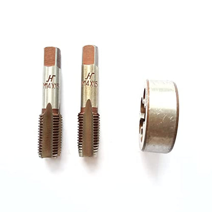 AtticZone M14 x 1.5 Metric Hand Thread Tap and Die Set, Right Hand 14 * 1.5, Alloy Tool Steel, 1 Taper Tap, 1 Plug Tap, 1 Round Die for Metal Working DIY Industrial - size: M14x1.5