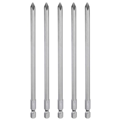 HARFINGTON 5pcs #1 Phillips Screwdriver Bit PH1 1/4" Hex Shank 6" (150mm) Long Magnetic S2 Steel Industrial Grade Screw Driver Bit Cross Head Electric Drill Bits 0.236" (6mm) Rod - size: PH1 x 150mm x 6mm
