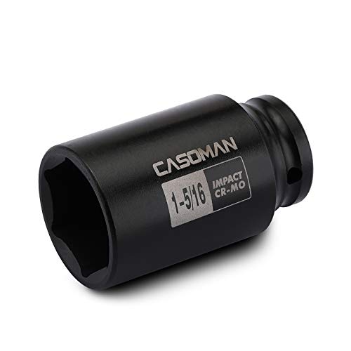 CASOMAN 1/2-Inch Drive 6-Point Deep Impact Socket- 1-5/16'' (SAE), CR-MO, for Axle Shaft Nuts, High-Torque, Corrosion-Resistant - size: 33.34 mm (Deep), style: 6-Point Socket