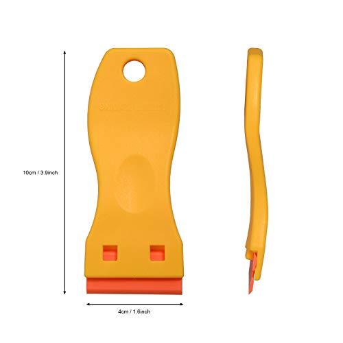 EHDIS 1.5" Plastic Razor Scraper Tool with 10pcs Double Edged Blades for Adhesive Remover,Removing Labels Stickers Decals Taping on Glass Windows(Yellow) - color: Yellow