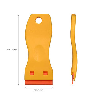 EHDIS 1.5" Plastic Razor Scraper Tool with 10pcs Double Edged Blades for Adhesive Remover,Removing Labels Stickers Decals Taping on Glass Windows(Yellow) - color: Yellow