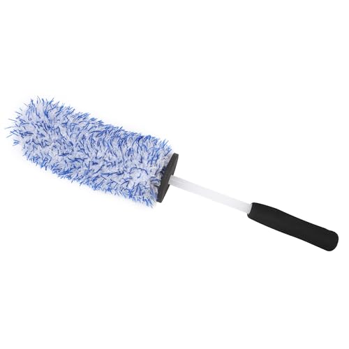 Wheel and Rim Cleaning Brush-Microfiber Wheel Brush with Blue Plush Detailing Tool for Tires,Exhausts & Delicate Surfaces-Wheel Cleaner Brush to Safely Clean Brake Dust,Grime and Dirt