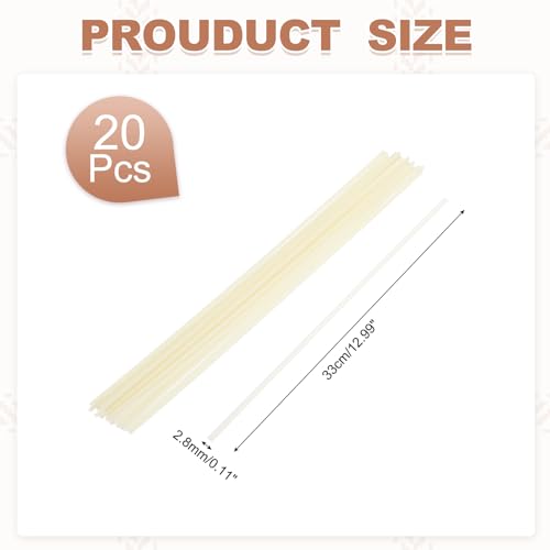 MECCANIXITY 13.2 Inch Plastic Welding Rods, Single Strand Round Sticks ABS Welding Rods for Plastic Welder Kayak Car Bumper Repair Pack of 20 Dia. 2.8mm, Beige