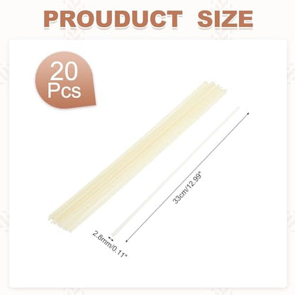 MECCANIXITY 13.2 Inch Plastic Welding Rods, Single Strand Round Sticks ABS Welding Rods for Plastic Welder Kayak Car Bumper Repair Pack of 20 Dia. 2.8mm, Beige