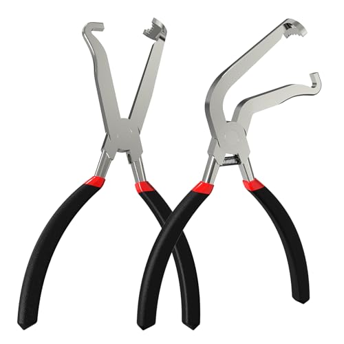 2Pcs Electrical Disconnect Pliers Set, Automotive Connector Pliers, Automotive Hose Disconnect Tools for Push Tab Style Plugs，Fuel Line Disconnect Tools with Anti-Slip Grip (1 * 60°+ 1*Straight)