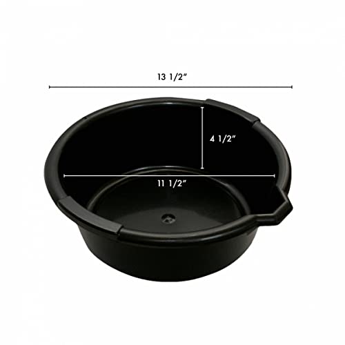 WirthCo Funnel King 32950 Oil Drain Pan, Length 13 1/2", Height 4 1/2", Made in USA, Black (Pack of 2) - size: 6.5 Quart (Pack of 2)