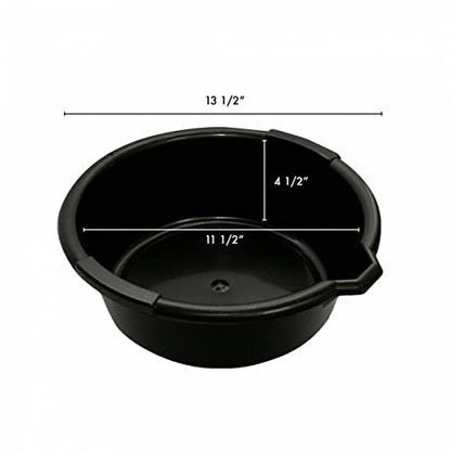 WirthCo Funnel King 32950 Oil Drain Pan, Length 13 1/2", Height 4 1/2", Made in USA, Black (Pack of 2) - size: 6.5 Quart (Pack of 2)
