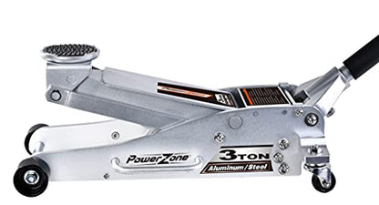 Power Zone 3 Ton Dual Pump Quick Lift Aluminum and Steel Hydraulic Racing Jack, Lift Range: 3-7/8” to 18-3/8”, 680044