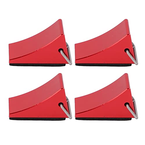 4PCS RC Model Car Wheel Chock, Aluminum Alloy RC Wheel Chock with Anti - Slip Bottom, Durable Tire Stopper for Gen8 Axial SCX10 and Universal RC Cars (Red) - color: Red