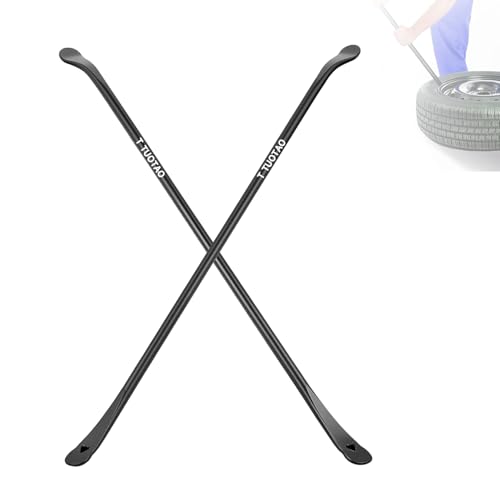 2 PCS 38" Heavy Duty Tire Iron Bar - Forged 40Cr Steel Tire Spoon for Semi Trucks, Tractors, Buses & RVs - Extra Long Leverage Tool for Quick Mount & Demount - Rust Proof Black Coating - size: 2pcs(38in)