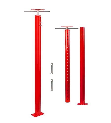 2 Pack House Jack Post for Leveling, 48"-96" Adjustable House Floor Jacks | Support Joist Beam Brace Telescoping Pole Jack Stands for Basements, Decks, Crawl Spaces, 18000 lbs Max Load Capacity - color: Red, size: 48"-96"