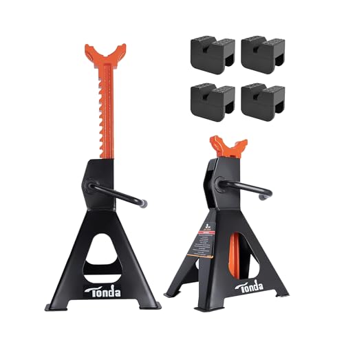 TONDA Jack Stands 3 Ton 1 Pair and Jack Stand Pads 4 Pack