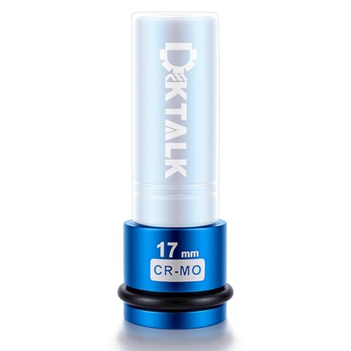 1/2" Drive 17mm Wheel Lug Nut Impact Socket,Color-Coded Non-Marring Deep Thin Wall Socket with Removable Protect Sleeve, 6 Point, Cr-Mo Steel - color: 17mm