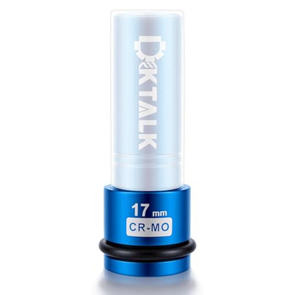 1/2" Drive 17mm Wheel Lug Nut Impact Socket,Color-Coded Non-Marring Deep Thin Wall Socket with Removable Protect Sleeve, 6 Point, Cr-Mo Steel - color: 17mm